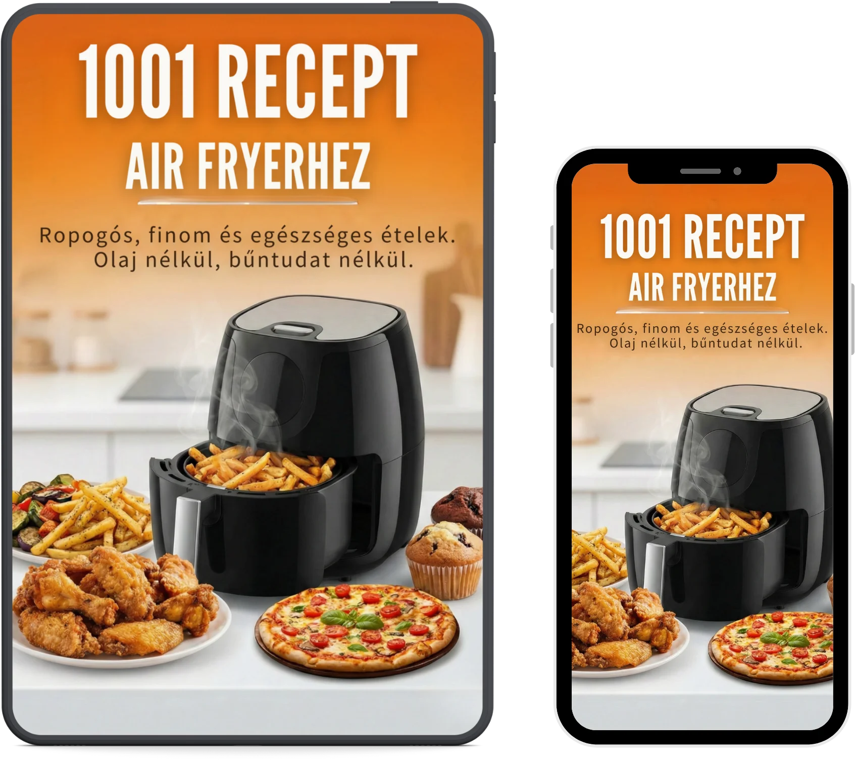 Mockup E-könyv: 1001 Egészséges Recept Air Fryerhez